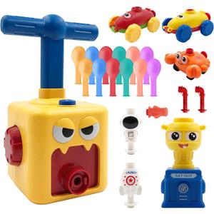 Balloon Car Toy Pump Set for Kids  Ideal Holiday Gift Balloon Toy Power Launcher, Balloon Launcher for Kids, Balloon Toys (Yellow)
