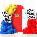 HOUSE OF PARTY Boy Story Balloons Arch - 110 Pcs | Toy Inspired Story Balloons Garland Red, Yellow, Blue and Cow Print for Baby Shower Boys Birthday Party Decorations