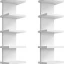 5 Tier Wall Shelf Unit - Lack Floating Shelf White2 Pack - Narrow Smooth Laminate Finish - Vertical Column Wall Decor Mount Floating Storage Home Decor Organizer Tall Tower Utility Shelf