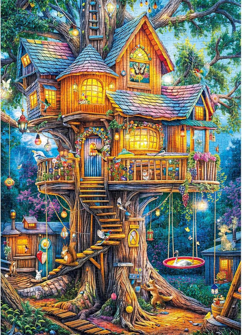 Jigsaw Puzzles for Adults 1000 Pieces, Interlock Perfectly Letter on Back No Dust, Home Decor Birthday Party Gift Toy for Men Women Elders Seniors, 1:1 Poster-Elf Tree