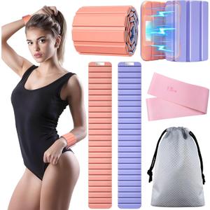 Magnetic Ankle Weights for Women & Men, Adjustable Silicone Wrist Weights Bracelet Set, Stackable Wrist and Ankle Weights 1 Pair 2 Lbs, Weighted Bangles Wearable for Home Gym Workout, Jogging, Yoga & Walking (Pink and Purple)