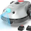 2025 New V100 Robotic Lawn Mower  Visual Navigation, Smart Obstacle Avoidance, Rain Sensor, Spot Spiral Cutting, Adjustable Cutting Height, Low Noise  Ideal for Small Lawns (Gray)