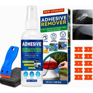 Clennaner Adhesive Remover, 4.06 Oz Sticker Remover for Cars, Windows, Floor, Glue Remover with Plastic Razor Blade Scraper  Rapidly Removes Labels, Stickers, Glue, Tape, Gum, Wax
