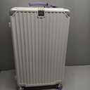 ROPLUS Aluminium Frame Checked-Luggage with Smooth Jelly Wheels, Hardside Zipperless Rolling Suitcase with TSA Lock (WhitePurple, 28-Inch)