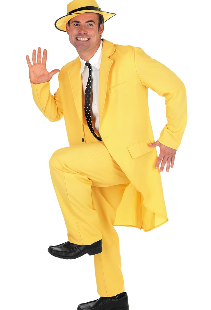 fun shack Adult Yellow Man Costume, Mens Zoot Suit, 90s Movie Character Costume For Men, Halloween Costume XL