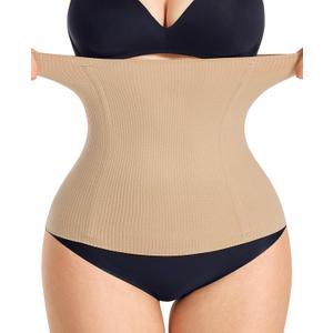 YERKOAD Waist Trainer for Women Corset Shapewear Tummy Control Faja Body Shaper Waist Cincher Postpartum Belly Band (Small, Beige)