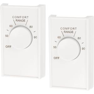 White Double Pole Line Volt Thermostat Cover with Line Volt Knob for Old Style D22 - HVAC, ABS Material with Gold-Plated Lettering Thermostat Cover for Walls (2 Pack)