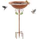 Metal Bird Bath for Outside Garden Birdbath Bowl, 42.1" Height Bird Feeders for Outdoors with 5 Prongs Base Stake, Standing Birdfeeders Bath Bowl for Yard Lawn Decor (Vintage Copper)