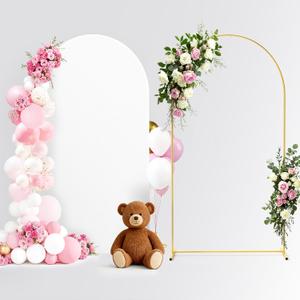 Pureegg Arch Backdrop Stand and Cover Set - 7.2FT Gold Metal Frame with White Fabric Cover, Easy-to-Assemble Wedding Arch Stand for Parties and Celebrations