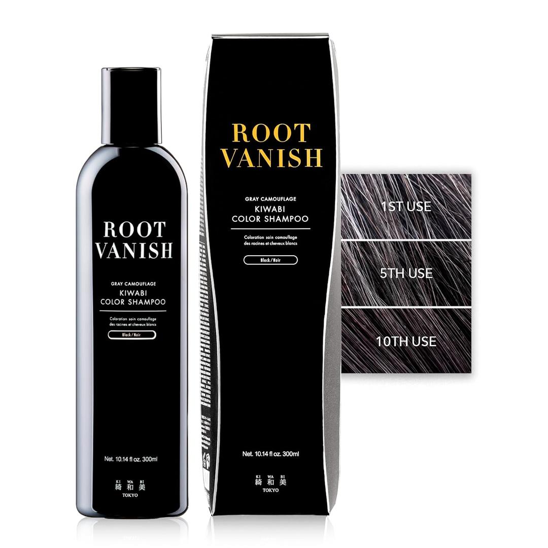 KIWABI Hair Color Shampoo for Gray Coverage – Gradual, All Natural Hair Dye Shampoo for Women & Men – Hydrating, SulfateFree & Ammonia Free – Color Depositing Formula with 31 Botanicals (Black)