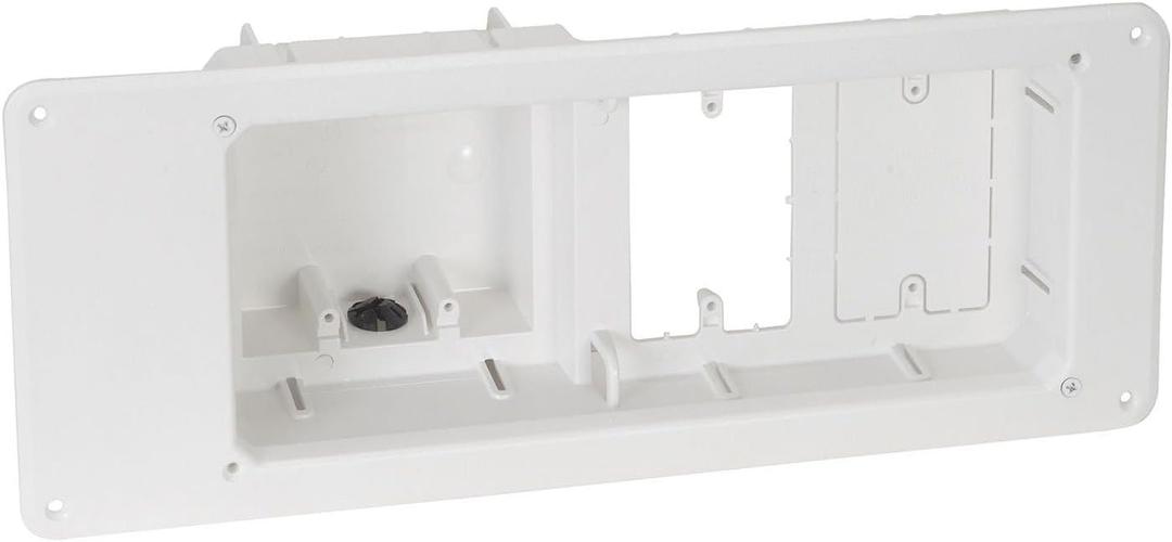 Arlington TVB613-1 Recessed TV Outlet Box with Paintable Trim Plate, White, 4-Gang