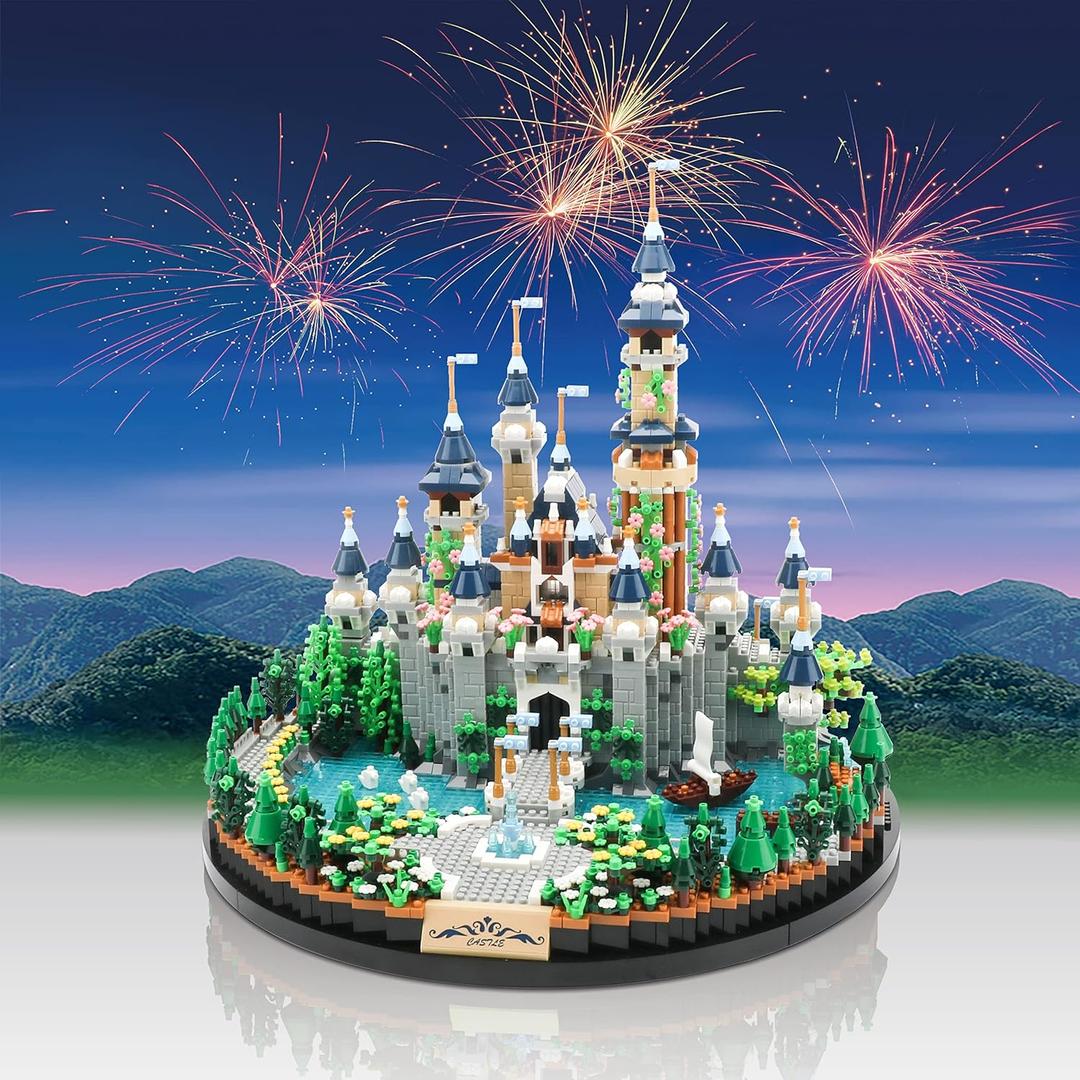 JXRLMB Magic Princess Blue Castle Micro Building Blocks for Adults Mini Building Kit, Creative Display Gift for Women and Kids Ages 14+ 3600 PCS