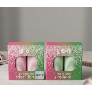 Wicked Heatless Curling Velcro Rollers Green/Pink (4pcs)