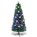 Goplus 6-ft Pre-lit Upside-down Artificial Christmas Tree with 28 Constant Multicolor LED Lights