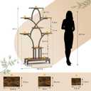 Plant Stand Indoor with 4 Grow Lights - 63" Tall Plant Shelf- 8 Tiered Corner Plant Flower Stands Display Shelves for Home, Patio (Brown)