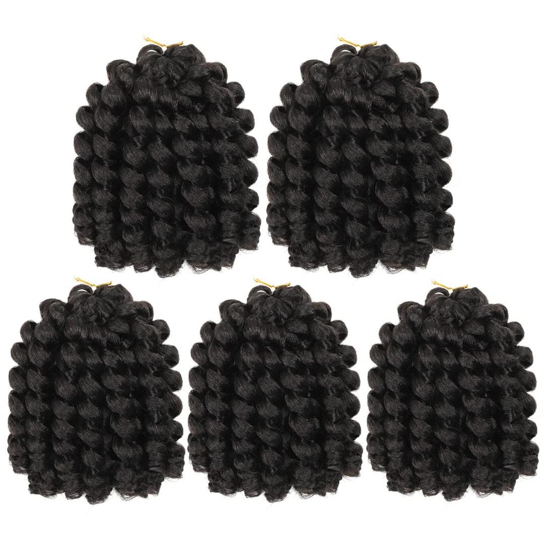 Crochet Braids Hair 8 Inch Jamaican Bounce Wand Curl Crochet Hair Curly Bounce Crochet Braids Hair Extension Twist Crochet Hair(5 PCS, 4)