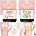 Geosar 8 Pcs Mother of The Bride Gifts Mother of the Groom Coffee Mug Makeup Bags Handkerchief Gift Box Wedding Gifts for Wedding Proposal Engagement