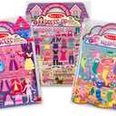 Melissa & Doug Puffy Sticker Activity Books Set of 3 Dress-Up, Princess & Mermaid, with 208 Reusable Stickers and Fold-Out Scenes, Mess-Free Travel Toys for Kids Ages 4+ - FSC Certified