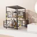Under Sink Organizers and Storage, 2 Tiers Metal Adjustable Height Pull Out Cabinet Organizer, Stackable Slide Out Drawers for Kitchen Cabinets Bathroom Organizers and Storage