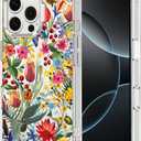 MOSNOVO for iPhone 16 Pro Max Case | Military Grade 6.6ft Drop Tested | Clear with in The Garden Design