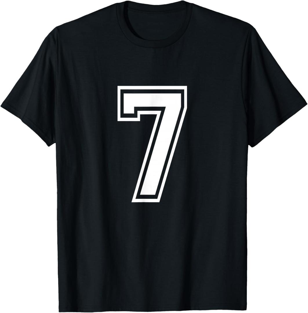Number 7 Varsity Sports Team Jersey 7th Birthday 7 Years T-Shirt