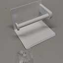 VAEHOLD Self Adhesive Toilet Paper Holder with Phone Shelf Stainless Steel Wall Mounted Toilet Paper Roll Holder - Bathroom Washroom Tissue Roll Holder with Storage Shelf - White
