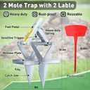 Mole Traps, 2 Pack Scissor Mole Trap with Rust-Proof Steel & High-Resilience Spring, Reusable Outdoor Mole Killer for Lawn, Garden & Farm, One-Step Setup, Quick Capture Gopher & Vole Trap