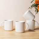 theterra Ceramic Coffee Mugs Set of 4, 14.2oz Handmade Coffee Cups with Handle for Latte, Tea, Milk, Beer, Hot Cocoa, Bright White
