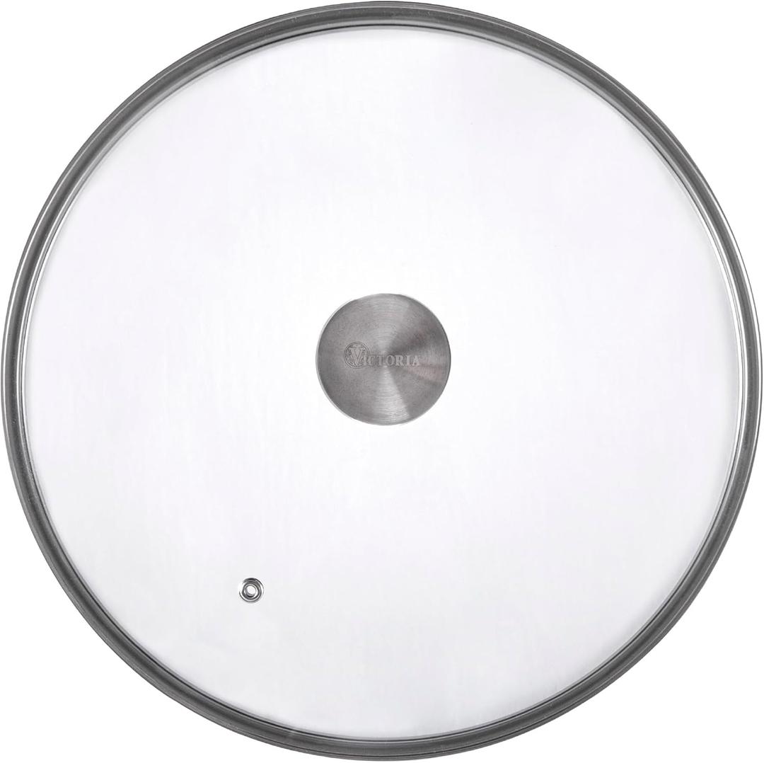 11.5-Inch Glass Lid for Victoria Round 12-Inch Cast Iron Skillet or Pan, Custom Made for Only Victoria Brand, Internal Diameter 11.5-Inch, External Diameter 12 Inch
