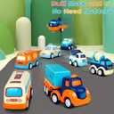 9 Pack Cars Toys for 2 3 4 5 Years Old Toddlers Boys and Girls Gift, Big Transport Truck with 8 Small Cute Pull Back Trucks, Colorful Assorted Vehicles Playset, Carrier Truck with Sound and Light