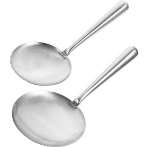 DOITOOL 2Pcs Stainless Steel Tofu Brain Shovel Chinese Wok Rice Servers Tofu Spatula Cooking Scoops Soup Ladle Household Oil Separator Ladle for Home Kitchen Cooking Frying (S + L)