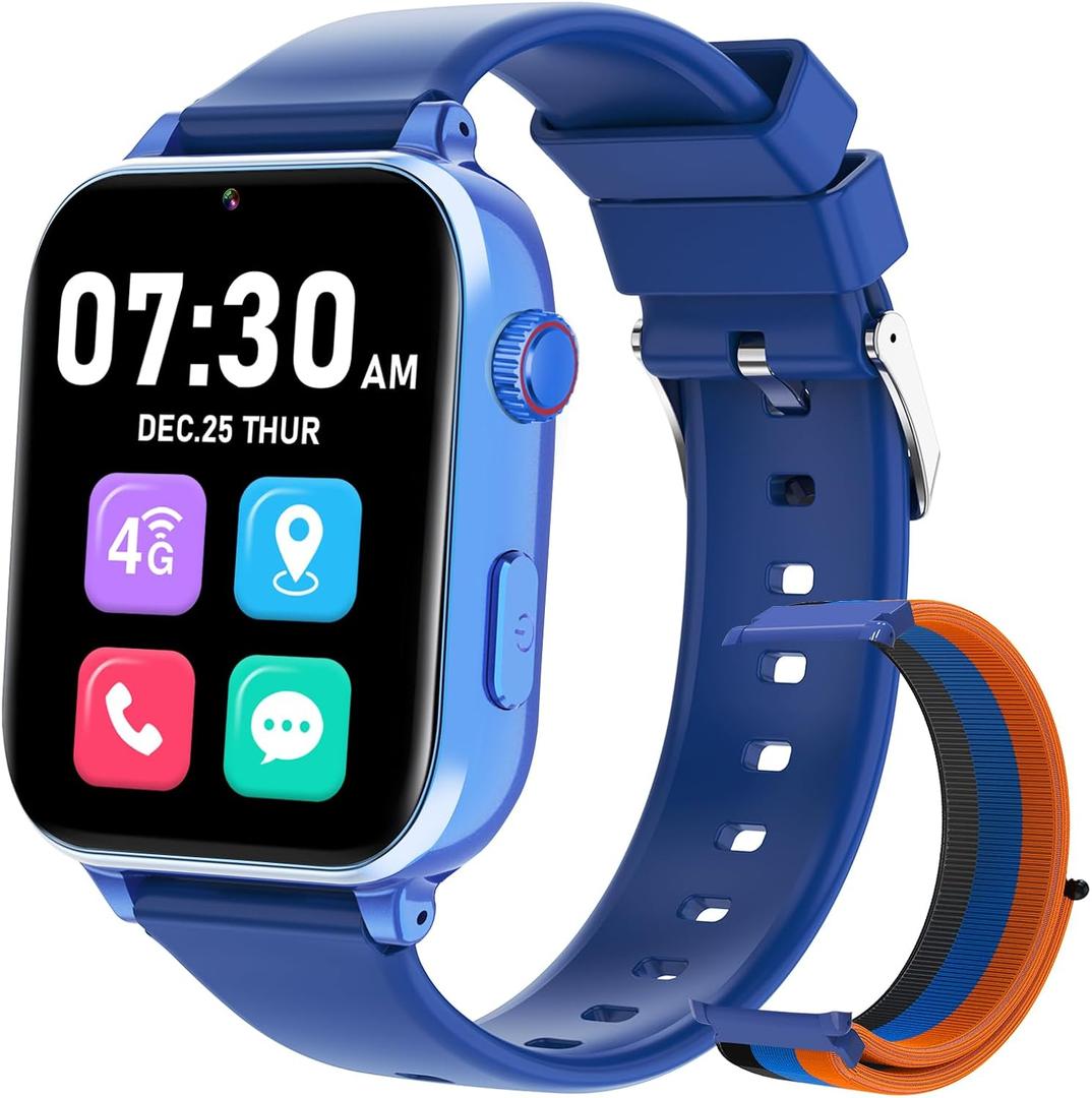 Xipax Kids Smartwatch for Boys Girls with GPS Tracker 4G LTE Calling & RealTime Location Tracking, Kids Watch with Video Chat, Camera, Games, SOS Call Watch for Children Age 315 (Blue)