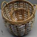 Set of 2, White Rattan Basket with Handles, 11" and 7" 