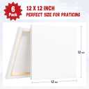 12x12 Canvas for Painting, 6 Pack Primed Stretched Canvases for Art