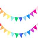 LOVENJOY 2 Assembled Rainbow Banners Felt Bunting Multicolor for Colorful Birthday Party Decorations