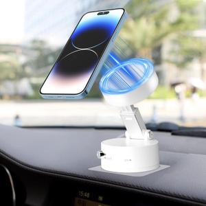 Magnetic Phone Holder for Car Mount,Vacuum Magnetic Suction Car Accessories for iPhone 16 Pro Max 15 14 13 12 Plus Samsung HuaweiWaterproofMagnet Cell Phone Holders for Shower/Desk/Mirror (White)