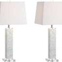 JONATHAN Y JYL1053A-SET2 Set of 2 Table Lamps Noelle 28.5" Seashell LED Table Lamp Coastal Contemporary Bedside Desk Nightstand Lamp for Bedroom Living Room Office College Bookcase, White