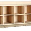 Wall Cubbies 10 Section Hanging Cubby Storage Organizer with Coat Hooks Wooden Daycare Storage for Classroom School Kindergarten Kids Toys