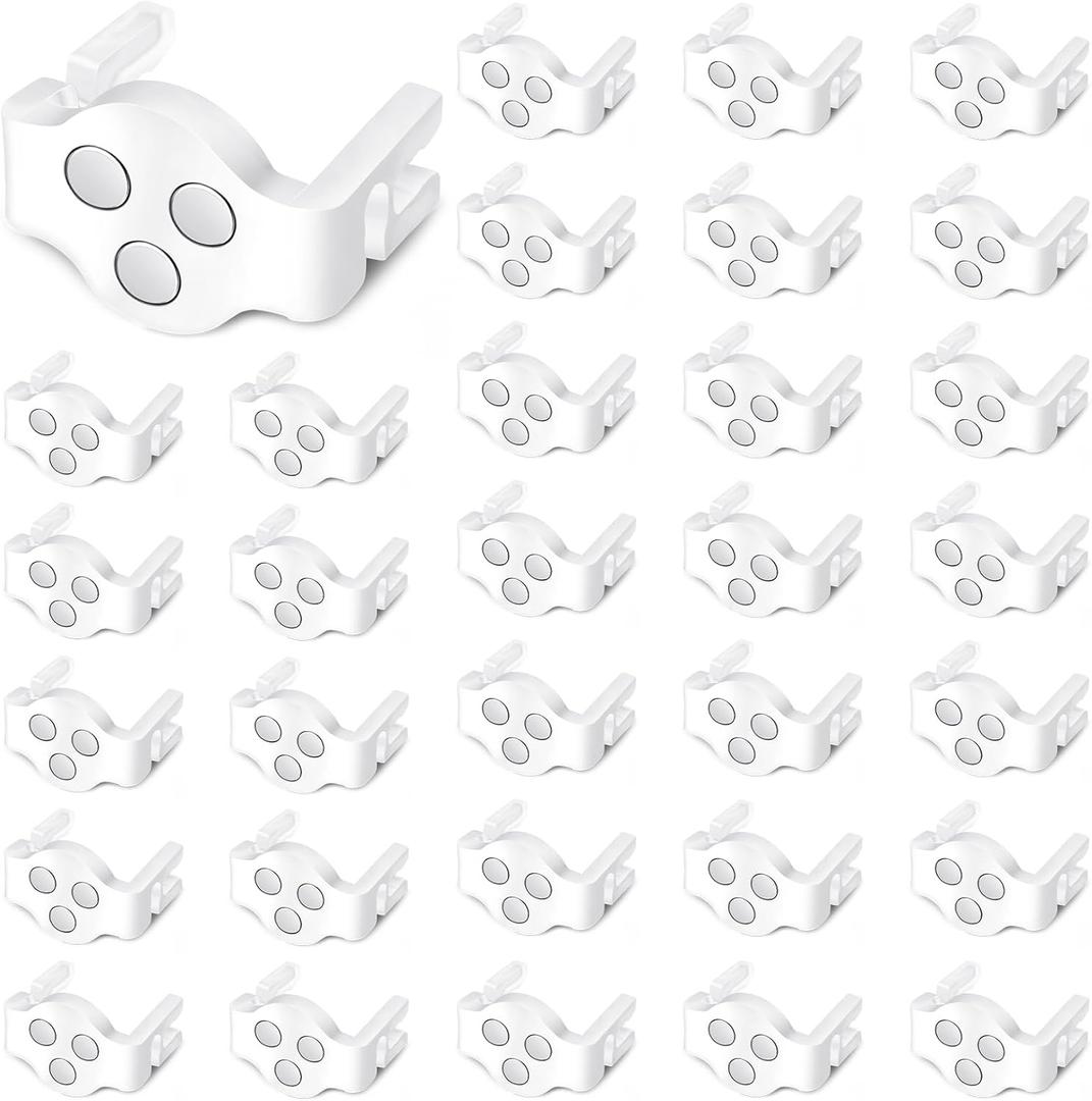Magnetic C9 Socket Clips Magnetic Christmas Light Clips for Outdoor Patio Lighting, Clear (100) (White)