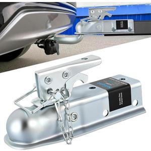 Nilight Straight Trailer Coupler with Security Latch&Chain for 1-7/8 Inch Hitch Ball, 2-Inch Channel,2000 LBS, Heavy Duty Trailler Tongue Coupler for Station Wagon, Truck, Bolted & welded installation