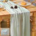 2 Pack Sage Green Cheesecloth Table Runner 120 Inch 10 FT Boho Gauze Cheese Cloth Table Runner for Spring Summer Wedding Bridal Baby Shower Birthday Centerpiece Home Holiday Decorations