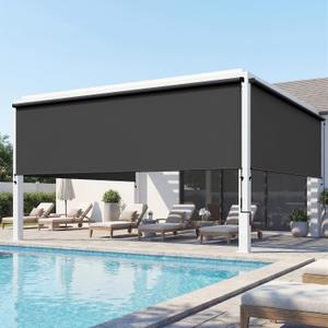 Integrated Outdoor Roller Shade, 6'W x 6'H Assembly Free Outdoor Patio Blinds with 420GSM Upgraded Fabric for 95% UV Blockout, Cordless Patio Shade, Sun Shades Outdoor Patio for Porch, Gazebo, Balcony, 72"W x 72"H