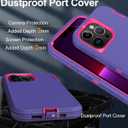 for iPhone 13 Pro Max Case, with Screen Protector, Dust-Proof Port Cover, Full-Body Non-Slip Silicone Rubber Covered, Military Grade Drop-Proof Shockproof Phone Case, Red/Purple