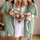 AW BRIDAL Women's Satin Kimono Robe - Bridesmaid Lace Lingerie Sleepwear for Wedding Party, White L (White, L)