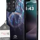 COCOMII Rectangle Case for iPhone 15 Pro, Compatible with MagSafe, Black Real Mother of Pearl