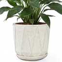 10 Inch Ceramic Plant Pot with Drainage Hole Mesh Net, Large Flower Pots for Indoor Plants with Saucer, Gardening Pots Outdoor (Silk White)