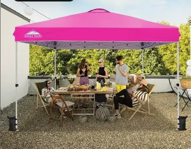 EAGLE PEAK 10' x 10' Heavy Duty Commercial Canopy Tent Pop Up Industrial Instant Canopy Shelter with 100 Square Feet of Shade Pink