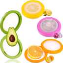 4pcs Silicone Fruit Storage Containers, Reusable Fresh Food Savers Fruit and Vegetable Anti-Oxidation Storage Box for Refrigerator, Silicone Veggie Keepers for Avocado, Tomato, Onion, Lemon (Color 1(Purple, Yellow, Green, Orange))