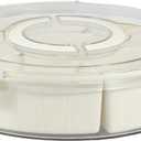 Divided Serving Tray Airtight Seal Snack Platter 6 Compartment Food Tray Container with Lid and Handle Charcuterie Container Fridge Safe Snack Serving Tray Snack Box Container for Snack Food