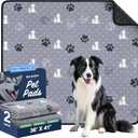 Washable Pee Pads for Dogs, 2 Pack Absorbent Reusable Training Dog Pads Pet Puppy Pads, Non-Slip Potty Pads for Whelping, Playpen, Crate, Bed, Grey 36"x41" (Gray)